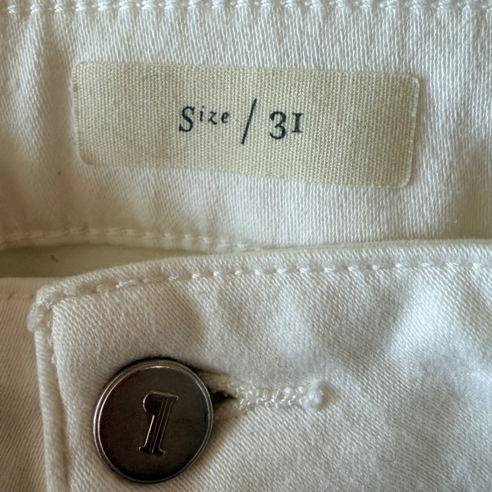Pilcro and the Letterpress White Wide Leg Crop Jeans Patch Pocket Womens 31 EUC - Picture 3 of 7